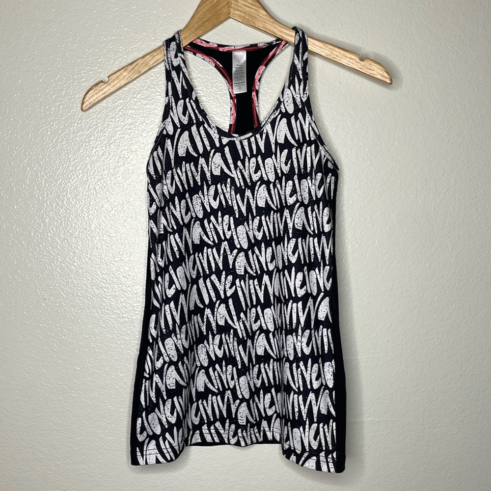 Ivivva Lululemon "Love Ivivva" Print Tank size‎ 12 Black/White